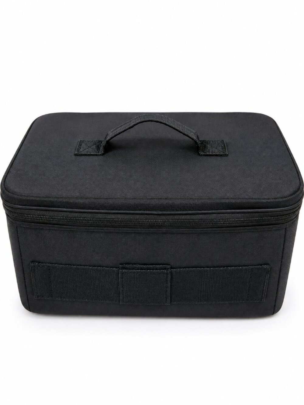 Black Fabric Zippered Open Black Travel Storage Case